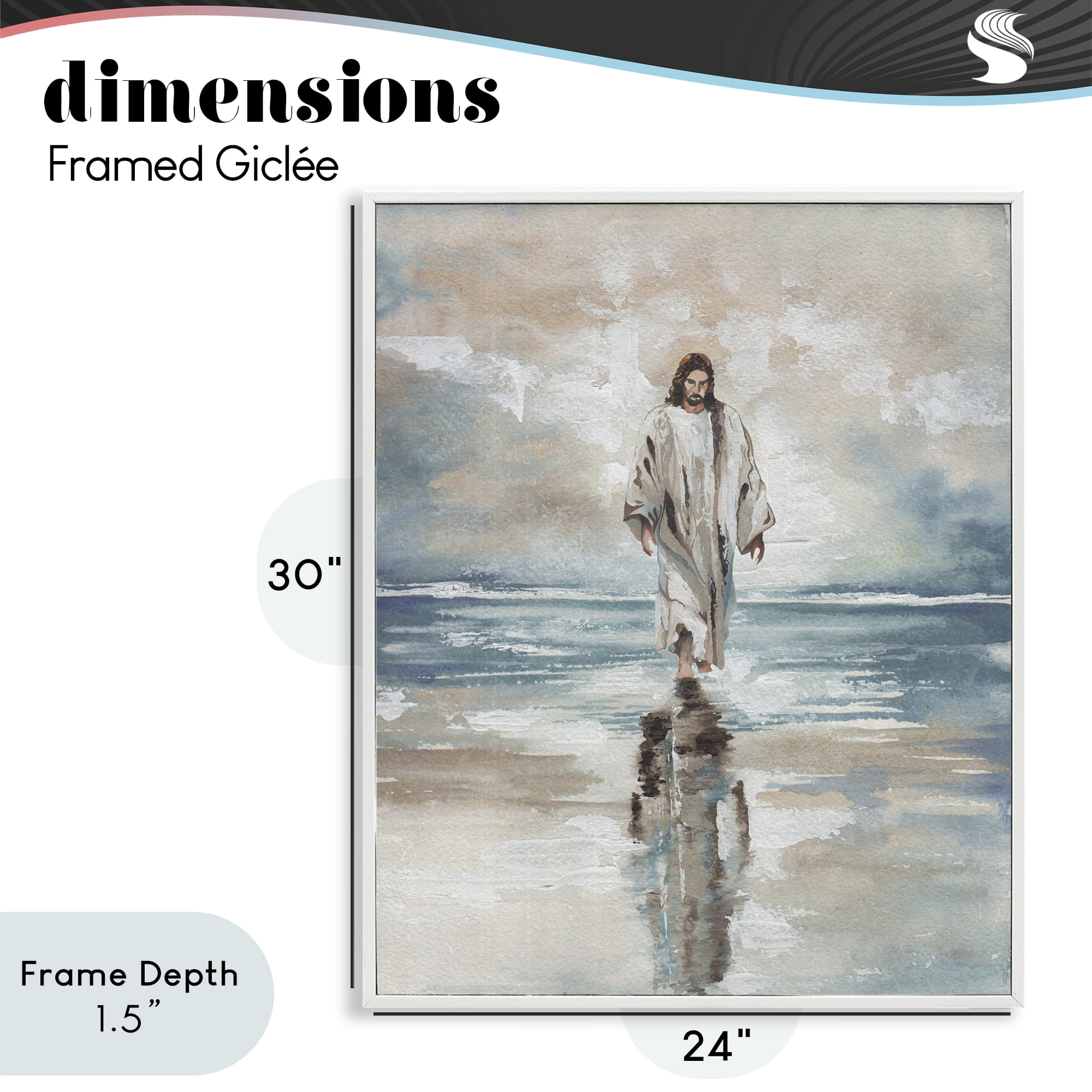 Stupell Industries Jesus on Water White Framed Giclee Art, design by Elizabeth Medley