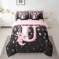 thumbnail image 2 of Manfei Girls Pink Monogrammed Twin Bedding Sets 7pcs, Personalized Letter U Bedding Comforter Set, Kawaii Axolotl Cherry Blossoms Sheet Sets, Breathable Home Decor, 2 of 8