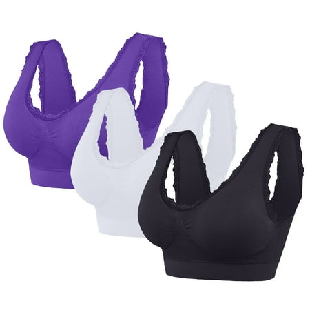 Seamless Bras for Women 3Pcs Smooth Wirefree Tshirt Bra Comfy Push Up Bras Wireless Full Coverage Everyday Sports Bralettes