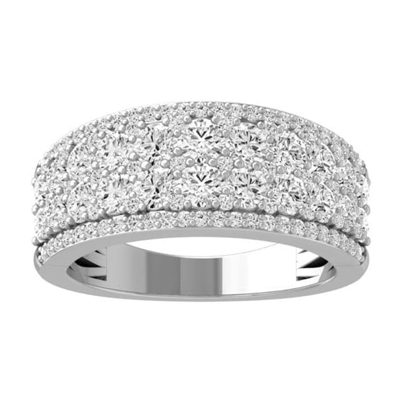 Araiya Fine Jewelry 10K White Gold Round-shape Lab Grown Diamond Fashion Band Ring ( 1 1/2 cttw, D-F Color, VS Clarity) Size 5.5
