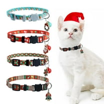 Yhmxh Christmas Cats Collar With Bells, Kitten Collar Breakaway Buckle with Elk, Pattern, Santa Claus Adjustable Halloween Cat Collar, Ideal Christmas Gift for Cats and small Dogs