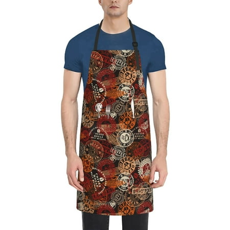 

Picia Coffee Stamp Waterproof Apron for Unisex Adult - Adjustable Bib Apron with Pockets Ideal for Cooking Gardening Painting and Household Chores