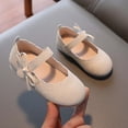 thumbnail image 2 of Leather Wipes for Shoes Fashionable and Versatile Leather Shoes for Middle and Large Children Solid Color Bow Flat Soft Sole Princess Sandals Flat Dress Shoes, 2 of 5