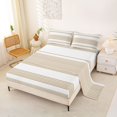 thumbnail image 2 of Castle Fairy Minimalist Linear Band King Sheets 4pcs,Retro Striped Layout Bedding,Tan Beige White,1 Flat Sheet, 1 Fitted Sheet and 2 Pillowcases, 2 of 7