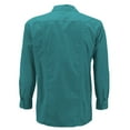 thumbnail image 2 of Men's Guayabera Long Sleeve Button Up Cuban Beach Casual Embroidered Dress Shirt (Teal, 4XL), 2 of 3