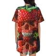 thumbnail image 4 of Womens Pajama Sets With Pocket, Strawberry Skull Realistic Art Lounge Sets Short Sleeve Sleepwear PJ Sets for Women, 4 of 6
