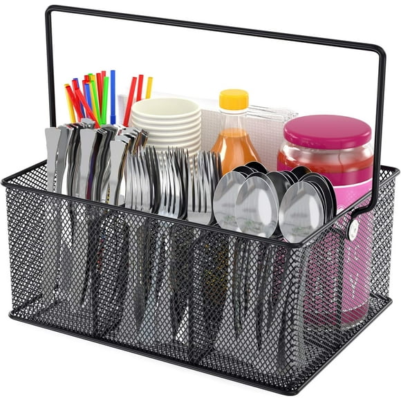 Versatile Utensil Caddy With Anti-slip Pad For Secure Placement, Portable Utensil Holder Paper Plate Organizer Provides Easy Access And Organization For All Your Essentials