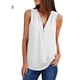 thumbnail image 3 of Qarigey Tops de otoño para mujer, camisa informal de poliéster con cremallera, ropa holgada de moda, blusa de gasa con cuello en V de Color sólido Prendas para la parte del cuerpo Blanco S, 3 of 6