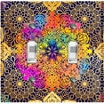 thumbnail image 1 of Metal Light Switch Plate Cover Rainbow Mandala Flower Tile Pattern MDL095, 1 of 13