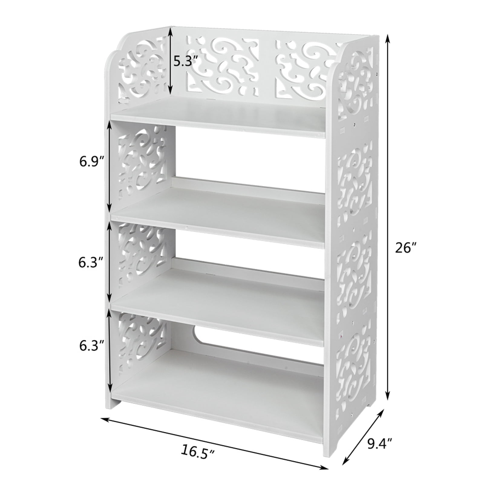 UWR-Nite 4-Tier Carved Shoe Rack, White