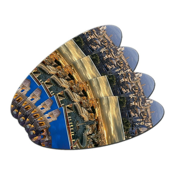 City of Rome Italy - Colloseum - Saint Peters Square Oval Nail File Emery Board 4 Pack