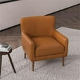 thumbnail image 3 of Silvan Luxury Modern Tufted Full Grain Tan Leather Accent Armchair, 3 of 7