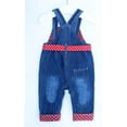 thumbnail image 2 of Peacolate 3Months-3Years Baby Girl Embroidery Denim Overalls Children's Bib Pants Jeans,Red,18-24Months, 2 of 6