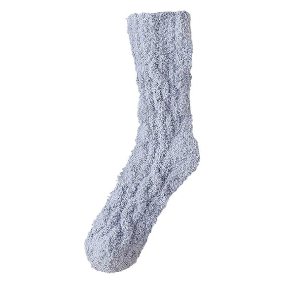 UJNDER Unisex Crew Socks Lined Warm Slipper Socks for Couples Indoor Winter Comfort Blue