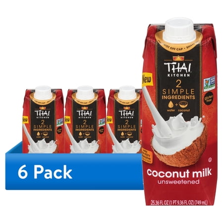 (6 pack) Thai Kitchen Unsweetened Coconut Milk, 25.36 fl oz Brick