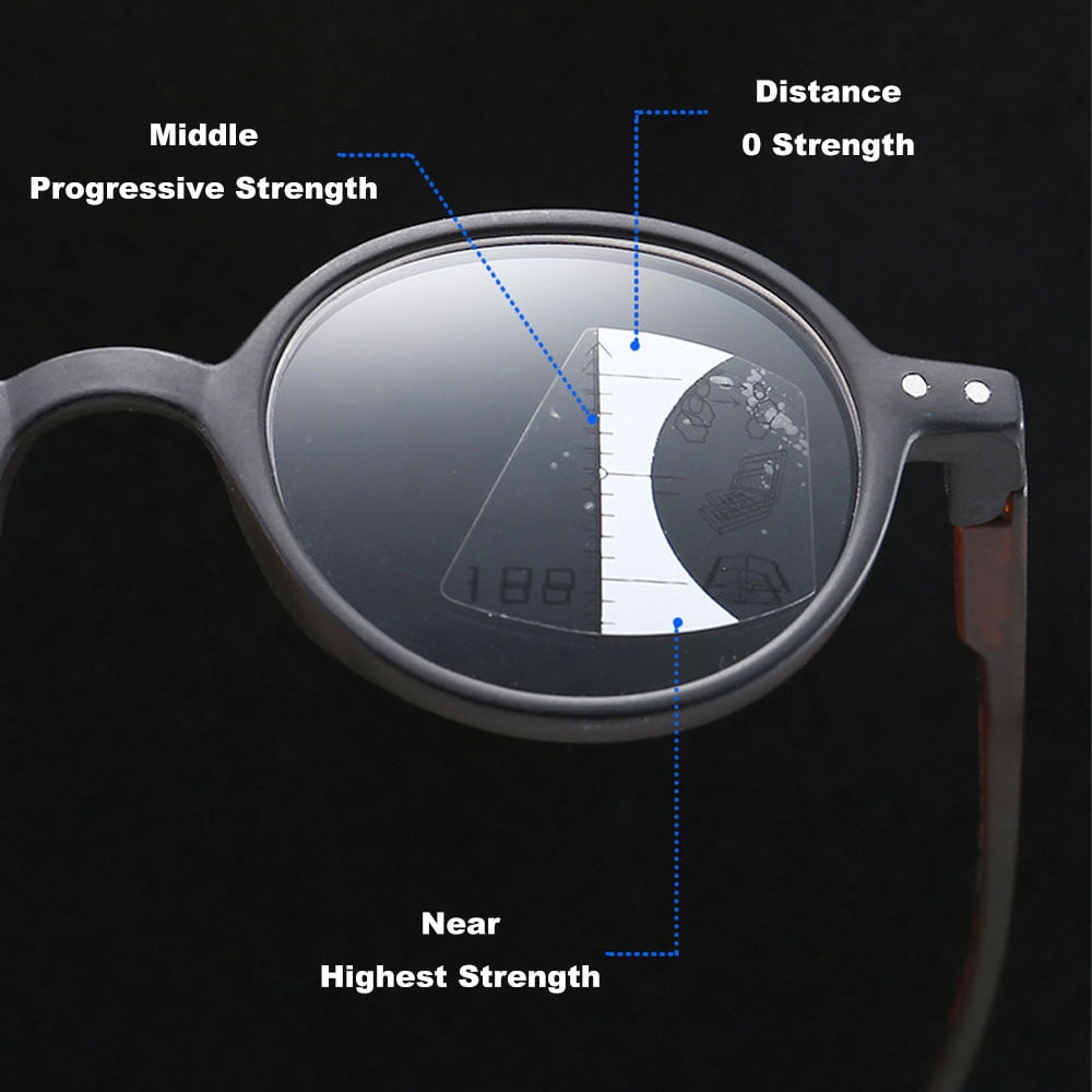 2 Pairs of New Anti-Blue Light Multifocal Round Reading Glasses For Women and Men Red Presbyopic Glasses Spring Hinge Progressive Readers +2.00