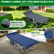 MOPHOTO XL Heavy Duty Folding Camping Cot, 75 Portable Folding Bed for Adults, Rollaway Bed Sleeping Cot with Pearl Mattress, Outdoor Camping Cot