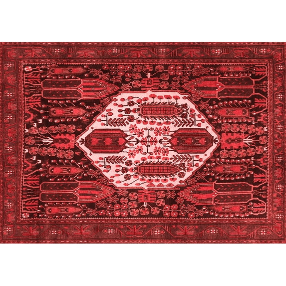 Ahgly Company Indoor Rectangle Medallion Red Traditional Area Rugs, 2' x 4'