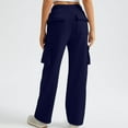 thumbnail image 5 of Women's New Straight Tube Solid Color Multi Pocket High Waisted Drawstring Work Pants, 5 of 8