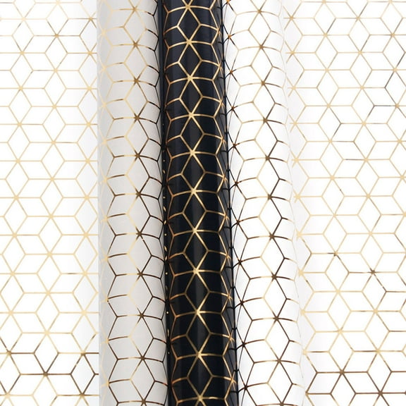 GOOHOCHY 3 Pcs Geometric Hot Stamping Gift Wrapping Paper Bouquet Box Wrap DIY Paper Craft for Wedding Birthday Books ( Gray   White)