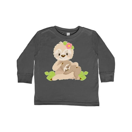 

Inktastic Sloth Mom with Baby Sloth and Flowers Gift Toddler Boy or Toddler Girl Long Sleeve T-Shirt