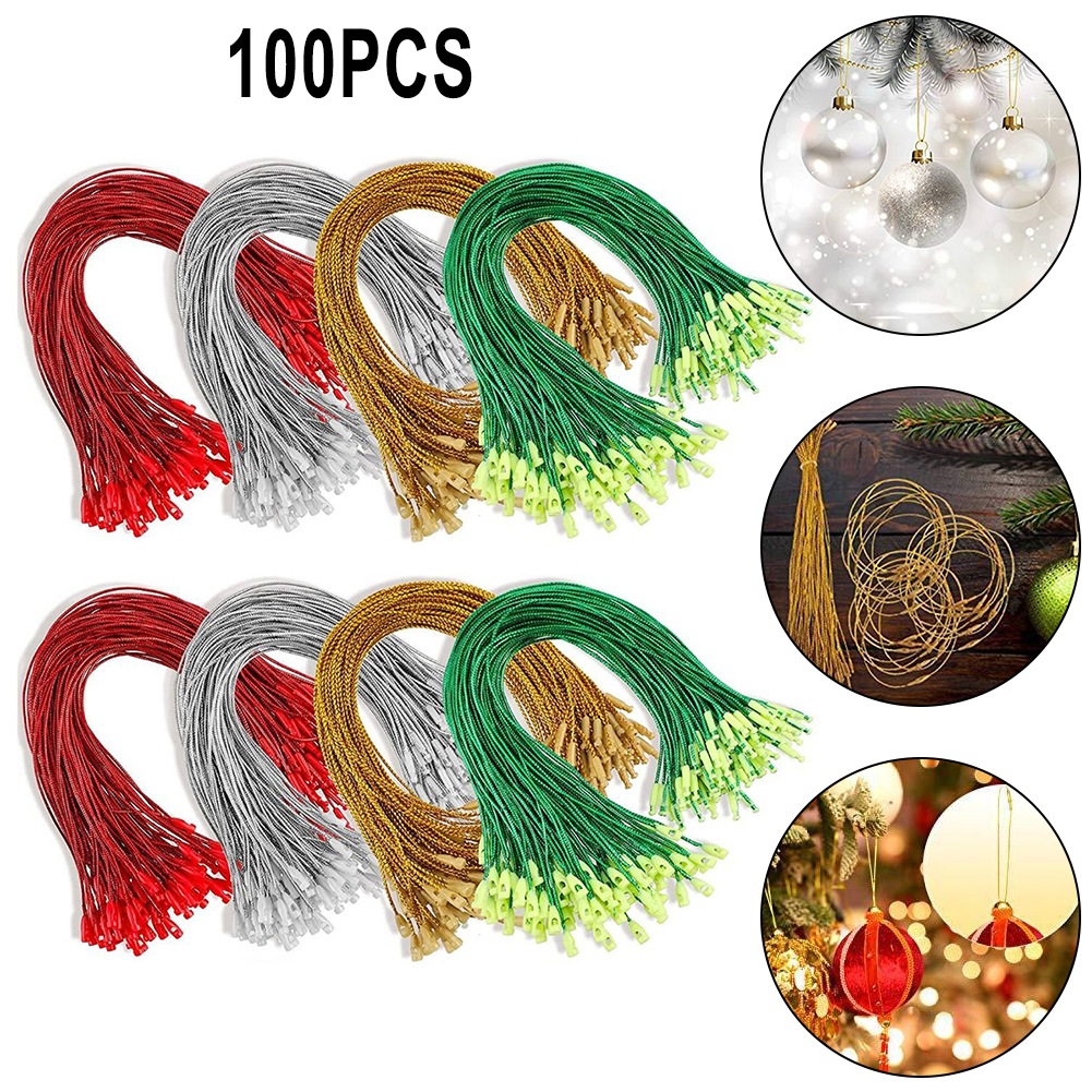 Ruibeauty 100Pcs Christmas Ornaments Hanger String Precut Hanging Ropes