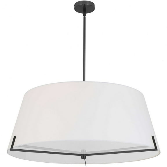 Dainolite PST-324P-MB-WH 4 Light Incandescent Pendant, Matte Black with White Fabric Shade