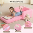 thumbnail image 3 of Kids Sofa,Foldable 2 in 1 Kids lounger,Toddler Chair Baby Convertible Sofa for Boys and Girls ,Pink, 3 of 8