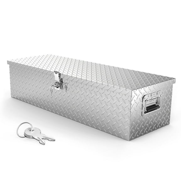 TUFFIOM Lockable Tool Boxes and Organizers, Aluminum Diamond Silver, 39” x 13” x 9.6”, 25.35 lbs