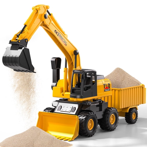 Lucky Doug Construction Truck Toy for Kid Ages 3-5-8, 3 IN 1 Construction Truck Set - Excavators, Dump Trucks, Bulldozers