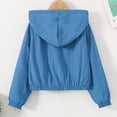 thumbnail image 6 of Girls Lightweight Active Jacket Hooded Full Zip Windbreaker Long Sleeve Spring Outdoor Coat Blue,Size 6 T, 6 of 9