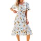 thumbnail image 4 of SAYOO Mujer Verano Cuello en V Manga Corta Cintura Alta Ruffle Hem Midi Vestidos SAYOO Sexy, 4 of 7