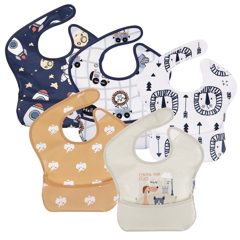 Gllquen Baby Waterproof Feeding Bibs 5 Pack, Elephant photo 6