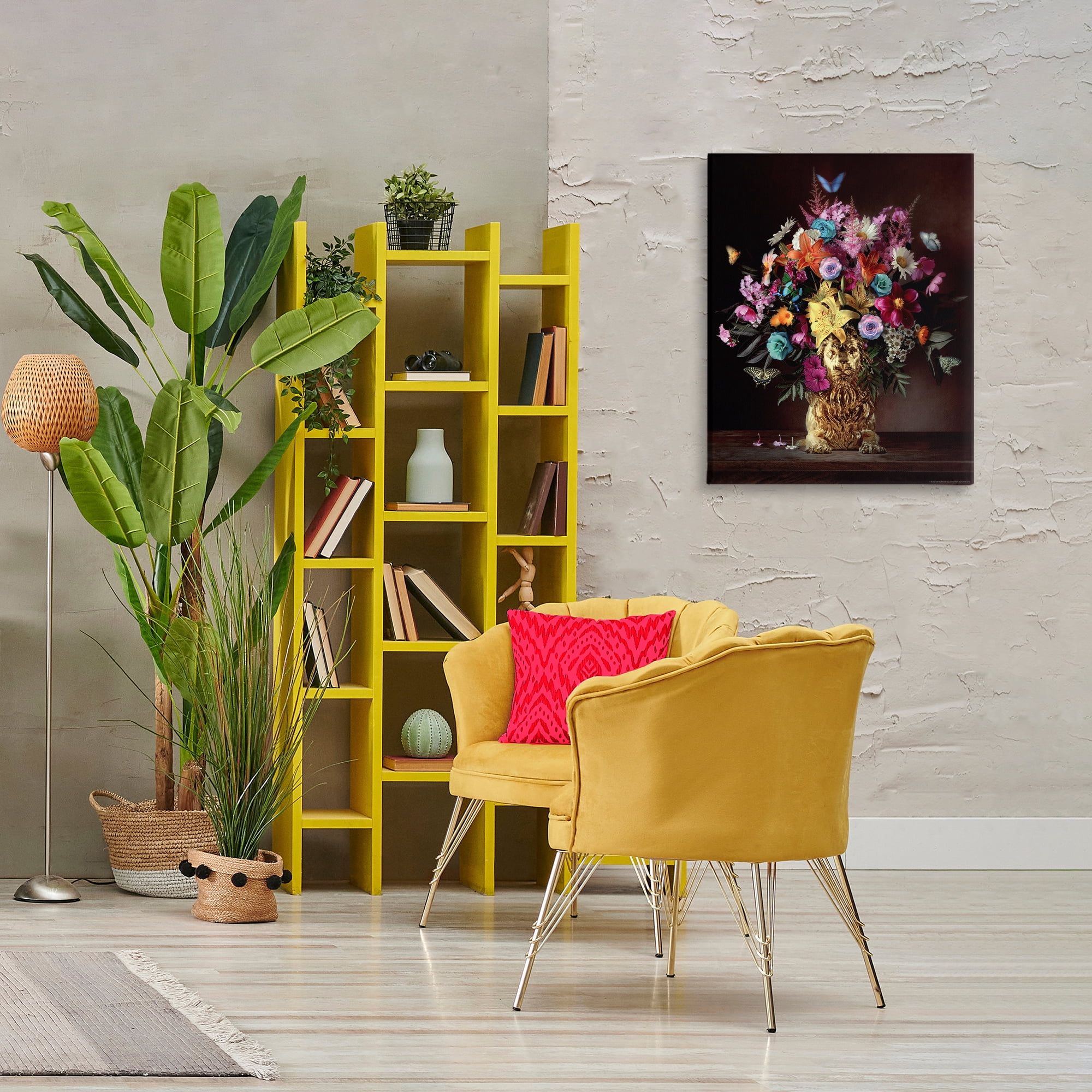 Stupell Industries Bouquet in Dog Vase Plants & Flowers Painting Wrapped Canvas Art Print Wall Art, 24 x 30
