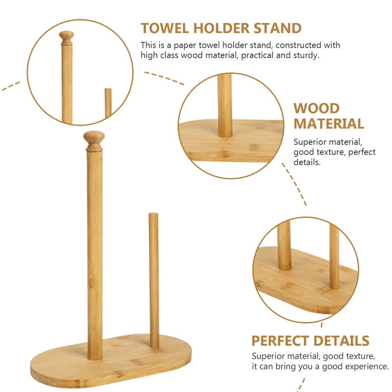 Wood Paper Towel Holder Desktop Paper Holder Stand Kitchen Roll Paper Rack Stand