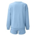 thumbnail image 4 of Women's Oversized Shorts Sets 2 Piece Solid Color Long Sleeve Crewneck Sweatshirt Outfits Casual Fall Trendy Vacation Loose Suits, 4 of 6