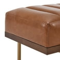 thumbnail image 4 of Modern PU Upholstered Bench with Channel Tufting, Metal Base, Brown+Gold, 4 of 9