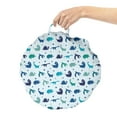 thumbnail image 2 of Cartoon Dino Round Floor Cushion with Handle, Continuous Dinosaurs and Geometric Shapes in Blue Tones, Decorative Pillow for Living Room & Dorms, 18" Round, Pale Blue Multicolor, by Ambesonne, 2 of 4