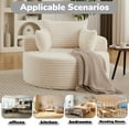 thumbnail image 6 of Aukfa 50" Oversized Corduroy Round Sofa Chair, Modern Deep Seat Chaise Lounge Chair Indoor with Pillows, No Assembly Required, Beige, 6 of 8
