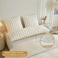 thumbnail image 3 of XeGe Fluffy Faux Rabbit Fur Body Pillow Cover, Cozy Plush Fuzzy Wide Striped 20x54 Ivory Body Pillowcase, Decorative Shaggy Furry Zippered Bedroom Long Pillow Cover for Pregnancy Side Sleeper, Beige, 3 of 6