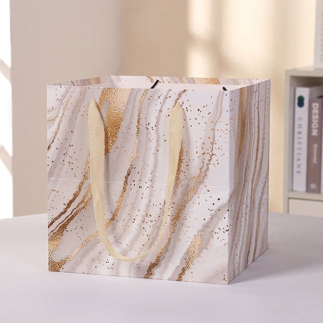 Zhuge Bolsas de embalaje de caja de regalo, bolsas cuadradas de cartón blanco, flores, regalos, bolsos de embalaje de pasteles (blanco, 20 * 20 * 20 cm)