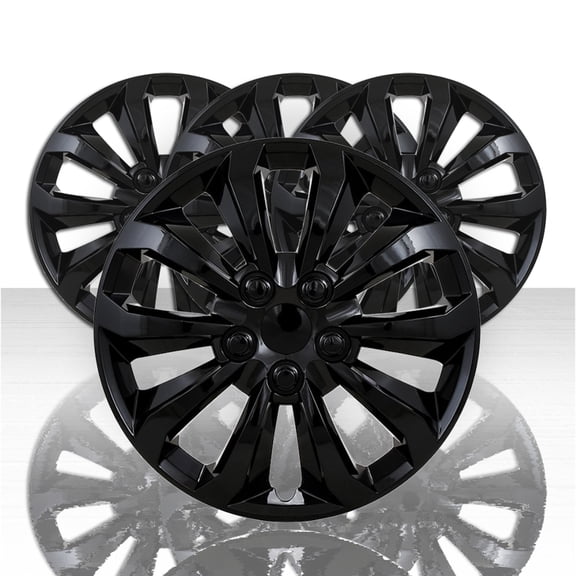 Set of 4 10 Spoke Style Snap-On Wheel Covers for 15-inch Wheels - Gloss Black