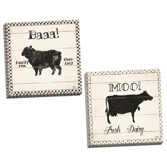 Gango Home Decor Country-Rustic Country Thoughts VI & VII by Janelle Penner (Ready to Hang); Two 16x16in Hand-Stretched Canvases