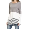 thumbnail image 3 of FASHIONWT Women Plus Size Round Neck Patchwork Striped Long Sleeve T-Shirt Maternity Nursing Top, 3 of 4