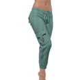 thumbnail image 3 of Diufon Knit Pants for Women Solid Color Button Lounge Pants Low Waist Drawstring Pants with Pockets, 3 of 6