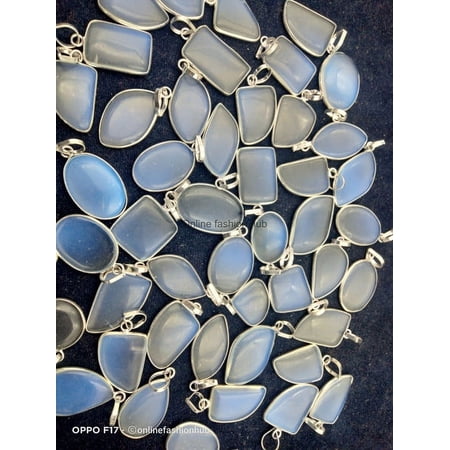 Opalite Gemstone 925 Sterling Silver Plated Handmade Pendant 5 pcs
