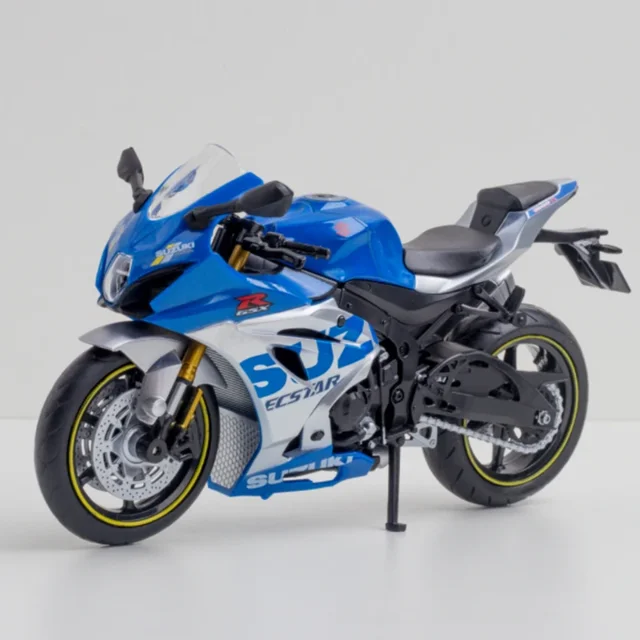 1:12 Suzuki GSX-R1000R Aprilia RSV4 Modèle de Moto de Course en Alliage Modèle de Moto Tout-Terrain Haute Simulation GSX Bleu