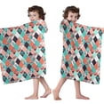 thumbnail image 4 of Orange Green White Checkerboard Checkered Pattern Hooded Bath Towel，50"x30" for Ages 3 To 12 Kids, Quick Dry Lightweight Soft Microfiber Hood Beach Towel Cover Up for Kids, 4 of 7