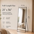 thumbnail image 3 of BEAUTYPEAK Full Length Mirror 56" x 21" Rectangular Aluminum Frame, Black, 3 of 8