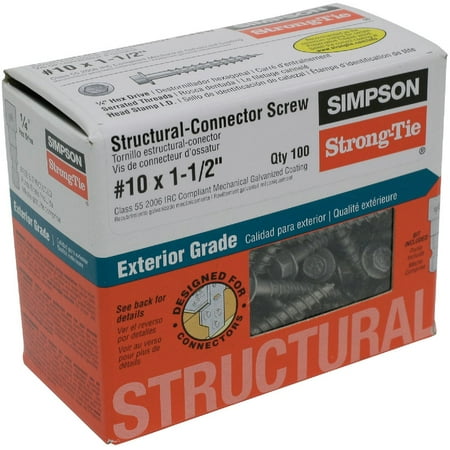 

1PK Simpson Strong-Tie #10 1-1/2 In. Hex Structure Screw (100 Ct.)